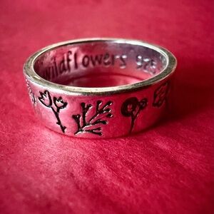 Silver Wildflowers Ring 🌼🌿 Engraved Tom Petty “You Belong Among the Wildflowers”